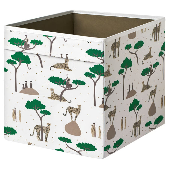 Storage box with animal pattern on a white background