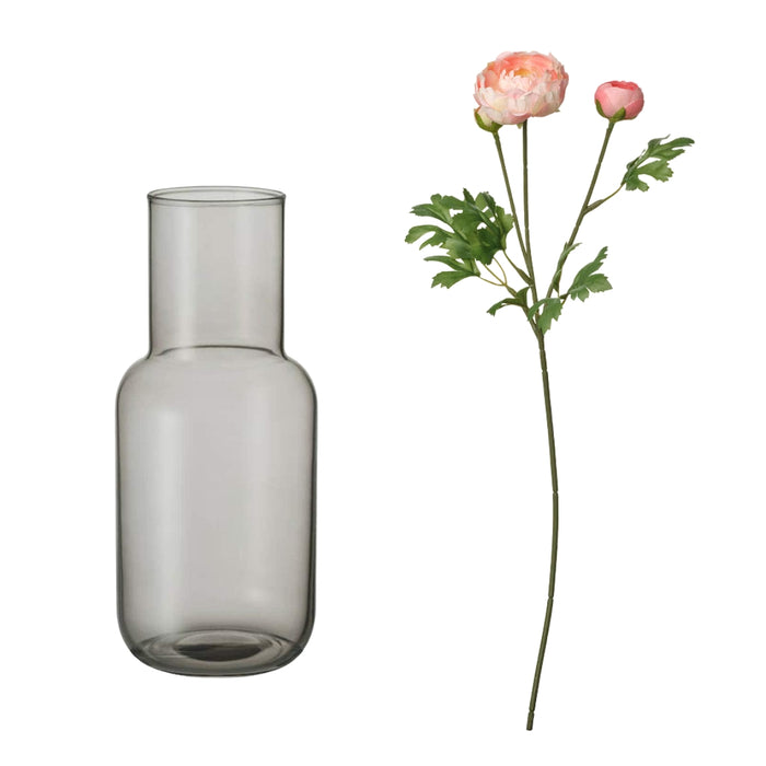IKEA SMYCKA Artificial Flower Ranunculus Pink 52 cm with VINTER 2021 Vase Dark Green 27 cm