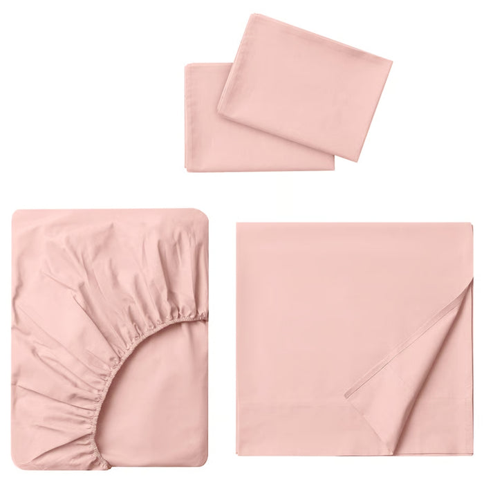 IKEA DVALA Light Pink 3-Piece Sheet Set - Single Bed Size
