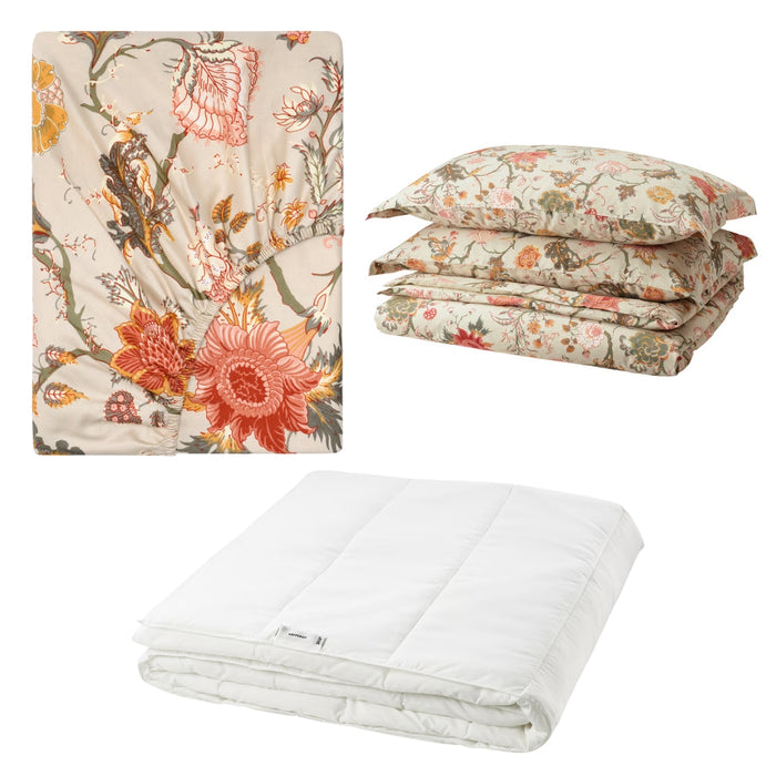 IKEA NÄSSELKLOCKA Bedding Set, light grey-beige/multicolour