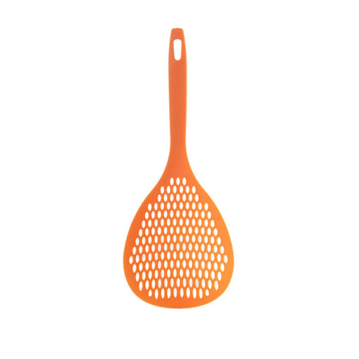 large plastic slotted filter spoon for cooking and straining
