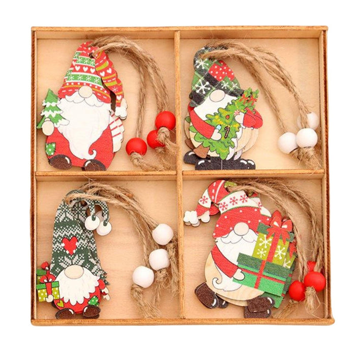 Digital Shoppy 12pcs Wooden Santa Claus Ornaments – Christmas Tree Pendants