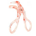 Pink plastic clamp on a white background