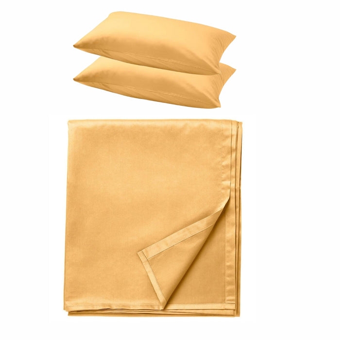 IKEA NATTJASMIN Bedding Set: Luxury Yellow Flat Sheet (240x260cm) & 2-Pack Pillowcases