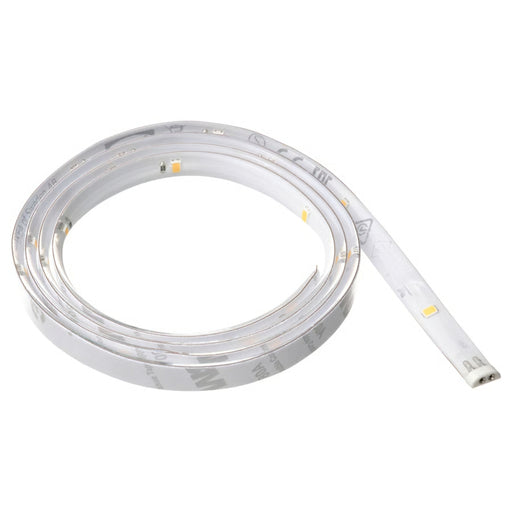 Roll of white LED strip light on a white background