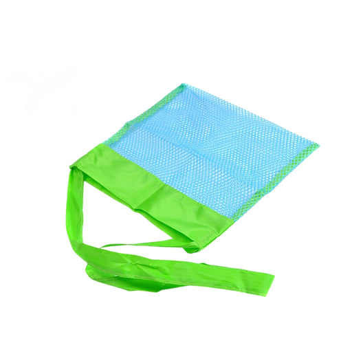 Mesh bag with a green strap on a white background