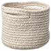 Beige woven basket on a white background