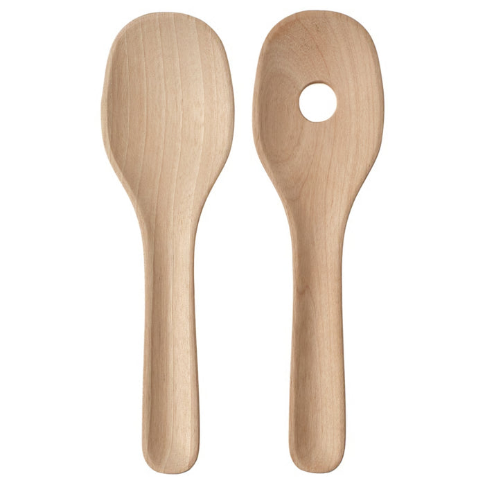 Two wooden spoons on a white background