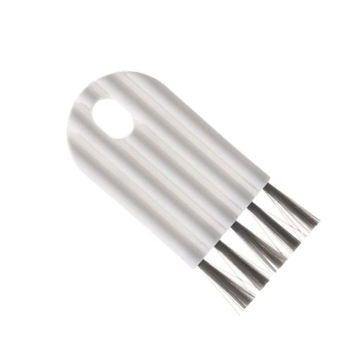 Metallic cylindrical object with a central hole and three protruding wires on a white background