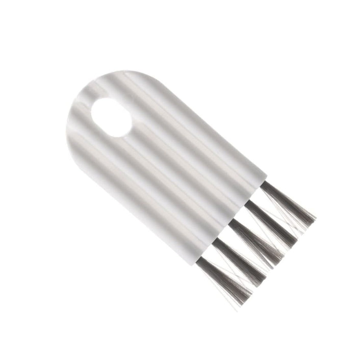 Metallic cylindrical object with a central hole and three protruding wires on a white background