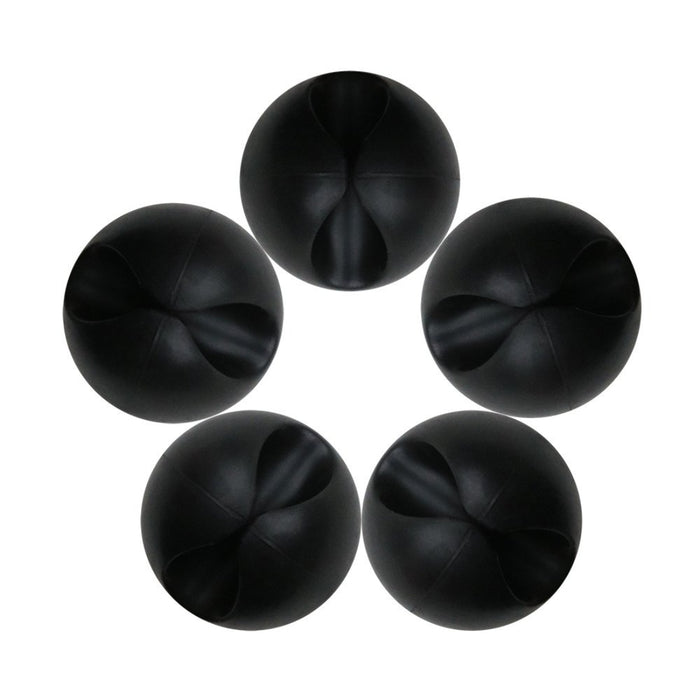 Cable Organizer Clips – 5pcs Black TPR, Single-Hole Buckle Design, shown in circular layout with twisted surface texture -  