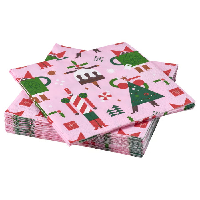 IKEA VINTERFINT Paper napkin, mixed patterns pink, 33x33 cm (13x13 ")