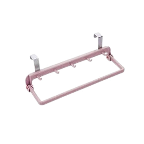 Pink foldable kitchen cloth hanger by Digital Shoppy with multiple hooks for towels and utensils
