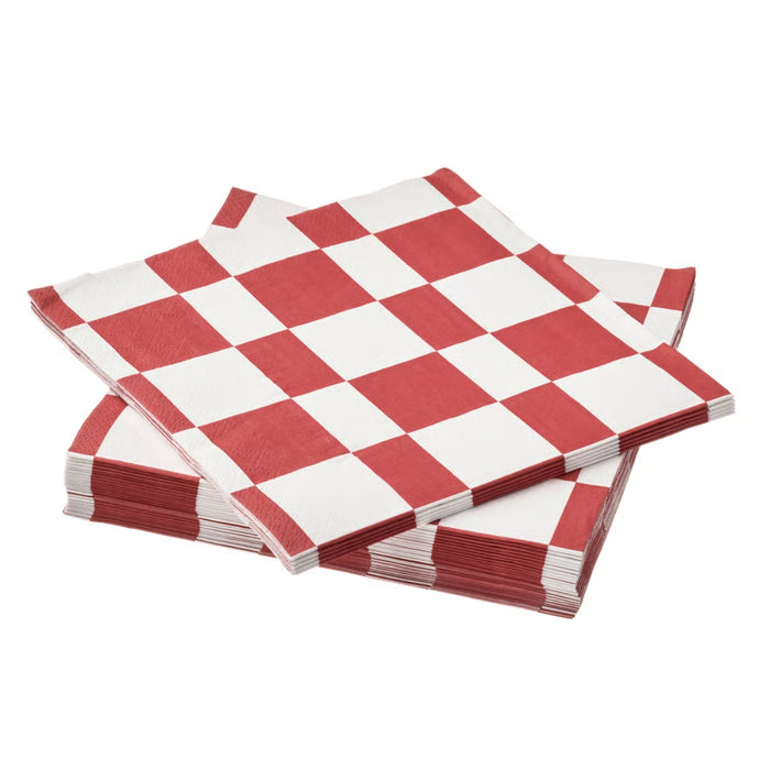 IKEA VINTERFINT Paper napkin, check pattern white/red, 33x33 cm