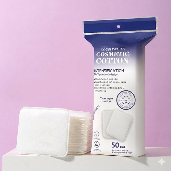 Digital Shoppy LMLTOP Hot Sales 50pcs Absorbent Three-layer Cotton Pads High Absorbency Disposable Square Make-up Removal Cotton Pads