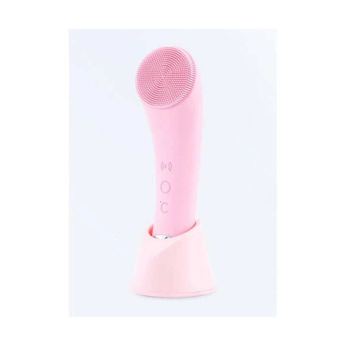 Digital Shoppy Silicone Face Cleansing Brush Facial Cleansing Brush Electric Facial Brush Vibration Heating -Pink