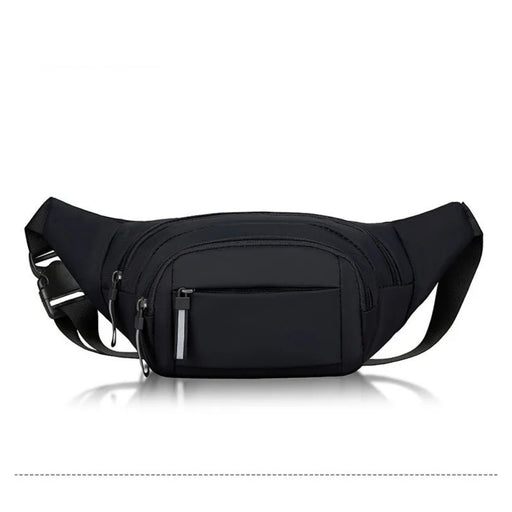 Black waist bag on a white background