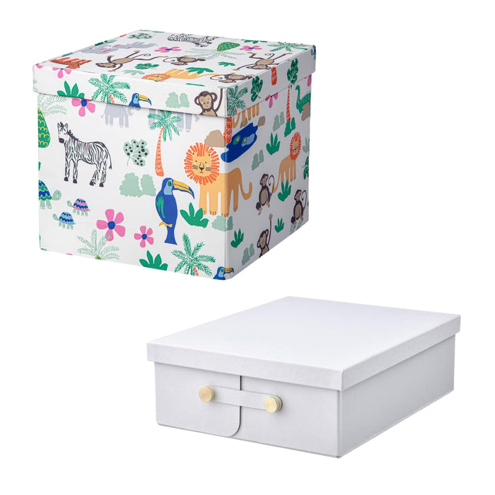 IKEA GULLKRÖS Box with Lid 33x39x34 cm with SPINNROCK Box with Compartments White 32x25x10 cm