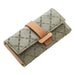  Green women’s wallet – geometric oval pattern with tan strap closure, textured finish and stitched edges