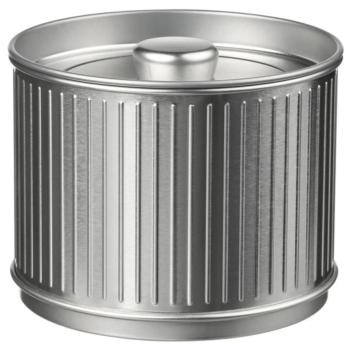 IKEA BETTHAJ tin with lid, for coffee/tea/silver-colour, 0.6 l with Coffee measuring scoop, stainless steel