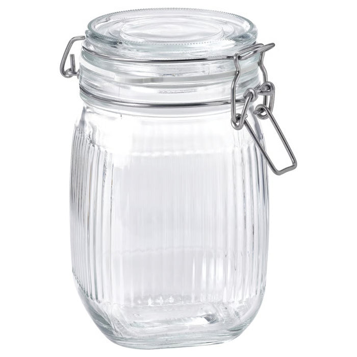 IKEA KÖSSEBÄR 1-liter clear glass jar with lid for kitchen storage