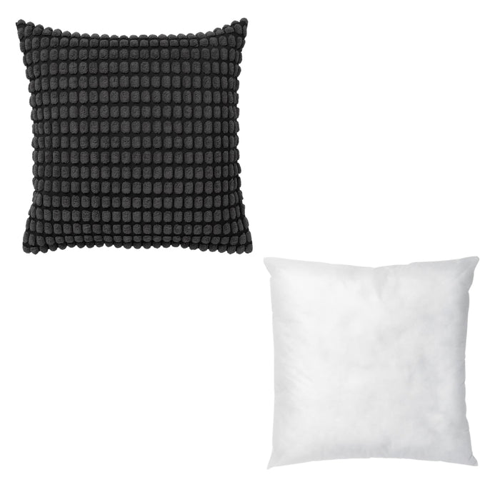 IKEA SVARTPOPPEL Textured Cushion Set: 50x50 cm Anthracite Cover & Soft INNER Cushion Pad
