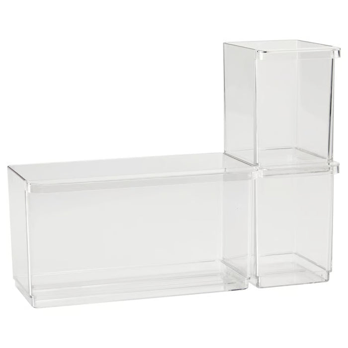 IKEA KLIPPKAKTUS Storage box for fridge, set of 3, transparent