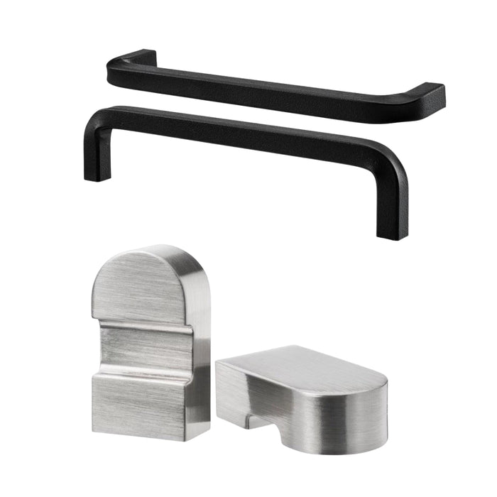 IKEA BORGHAMN Handle Black 170mm and ORRNÄS Knob Stainless Steel 2 Pack — Rustic Style | Cabinet & Drawer Upgrade