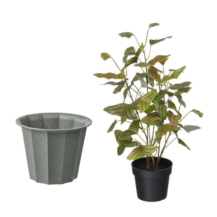 IKEA Artificial Plant Set - FEJKA Butterfly plant, 9 cm & BUSKVERK Grey Plant Pot (9 cm)