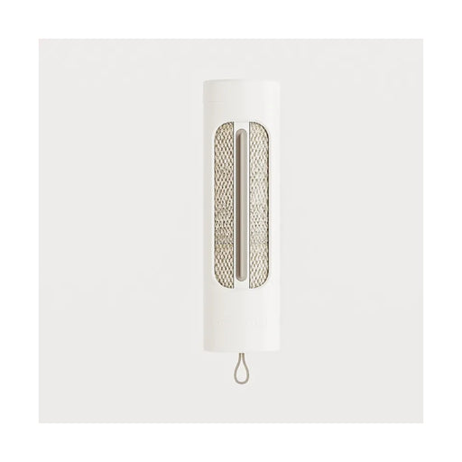 White wall-mounted phone with metallic accents on a light gray background