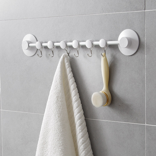 Digital Shoppy's adjustable white suction cup hook set with 6 removable wall-mounted hooks