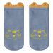 Thick Cartoon Baby Socks – Blue towel-soft socks with mustard yellow cat face design and ear accents, size M -