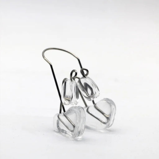 Nose Bridge Lifter – Non-Surgical Shaping Clip, Comfortable Fit, transparent geometric earrings shown for aesthetic reference