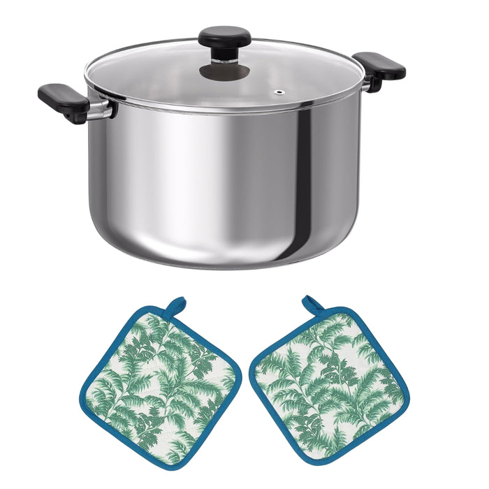 IKEA Cooking Set: 10L MIDDAGSMAT Stockpot & Patterned SILVERPOPPEL Pot Holders