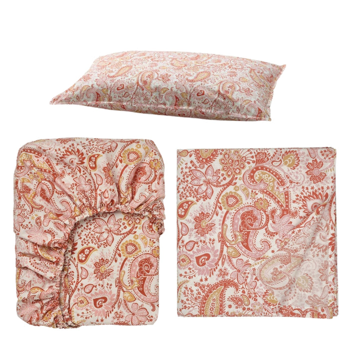 IKEA RODGERSIA Pink/White 3-Piece Sheet Set - Double Bed Size