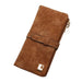 Coffee-colored matte leather wallet with buckle strap and zipper closure – retro two-fold clutch design – 411355 13972034
