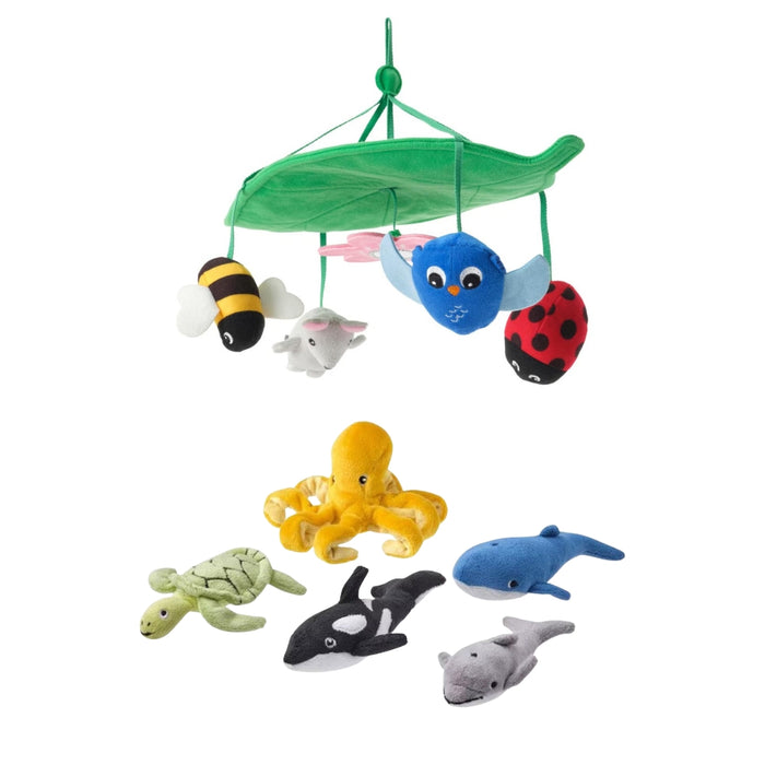 IKEA Baby Adventure Set: Scandinavian Nature Mobile & 5-Piece Ocean Animal Plush Set