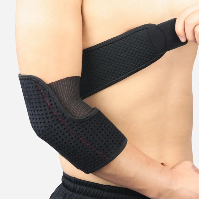Digital Shoppy Breathable Elbow Support Sleeve – Adjustable Winding Strap - Black