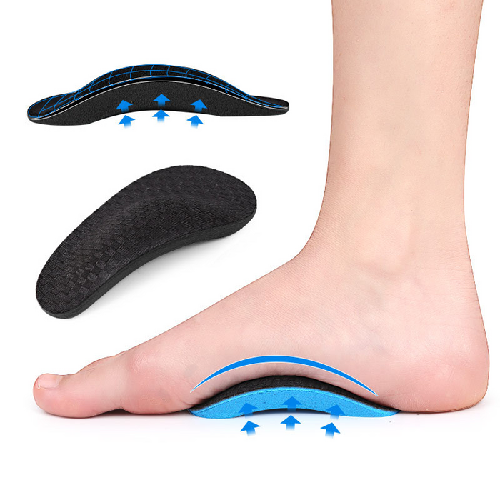 Digital Shoppy EVA Sports Flat Foot Arch Support Half Insole Inner And Outer Eight-character Orthopedic Foot Pad, Black