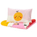 Children's pillow and blanket set with cartoon face design on a white background