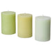 IKEA LÖVSKOGSLUND Scented Pillar Candle – Apple mixed colors, 30-hour burn time. Infused with a crisp apple fragrance, featuring apple blossom and jasmine notes. Stylish and long-lasting home decor piece- 90582065