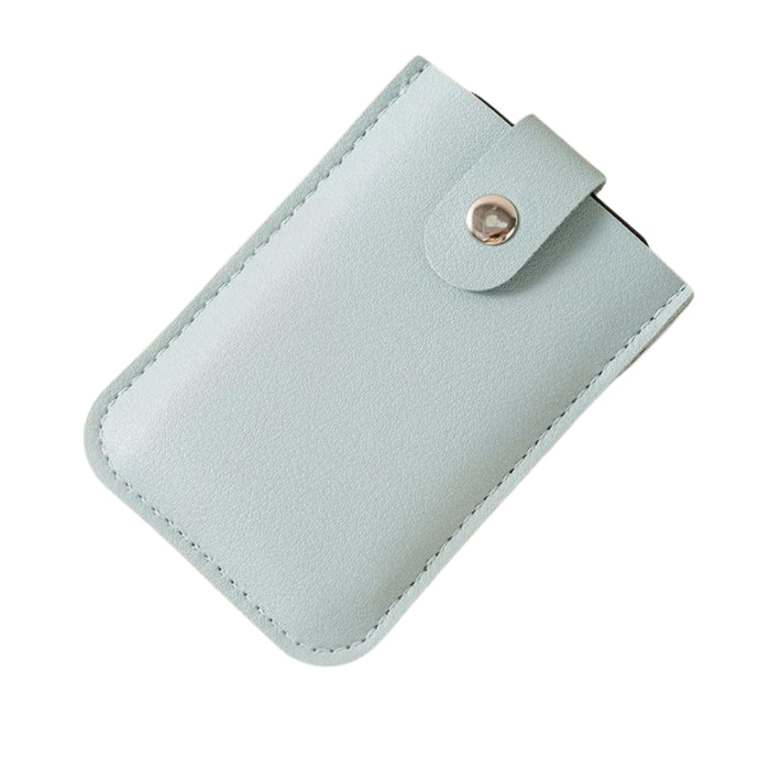 Light blue wallet with a button on a white background