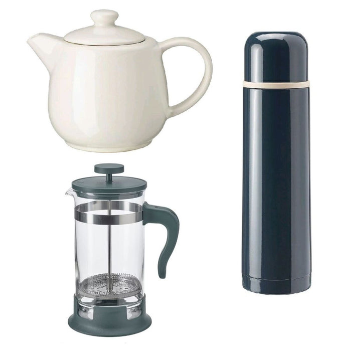 IKEA 3-Piece Drinkware Set: HÄLSA Flask + VARDAGEN Teapot + UPPHETTA French Press