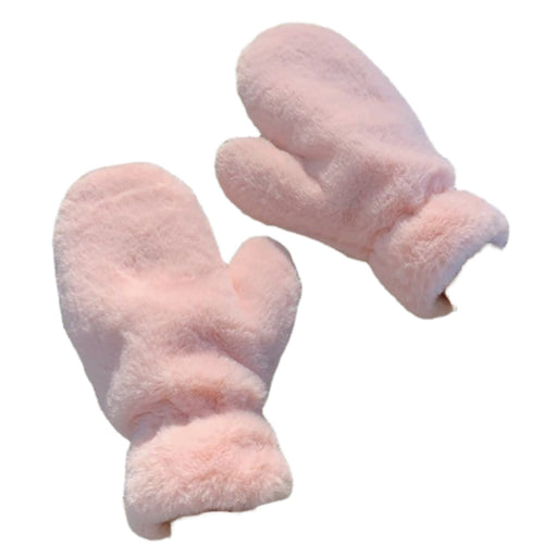 light pink fingerless furry gloves soft plush winter accessory 