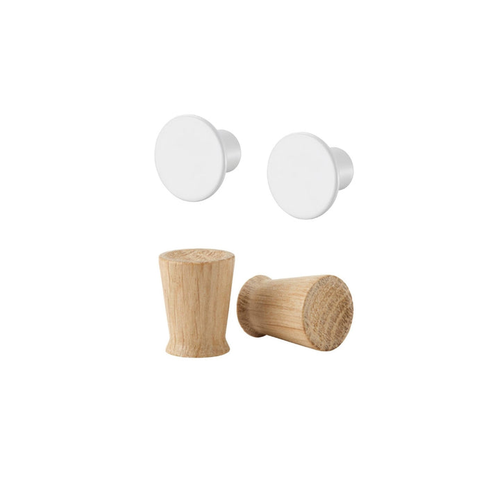 IKEA ENUDDEN White Hook, 2 Pack with TÄRNESTAD Oak Knob, 17 mm, 2 Pack