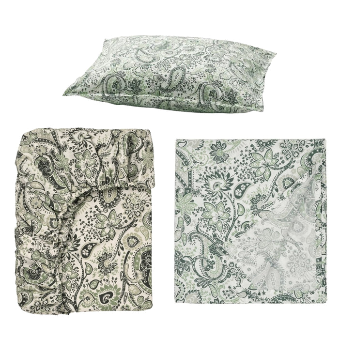 IKEA RODGERSIA Green/White 3-Piece Sheet Set - Double Bed Size