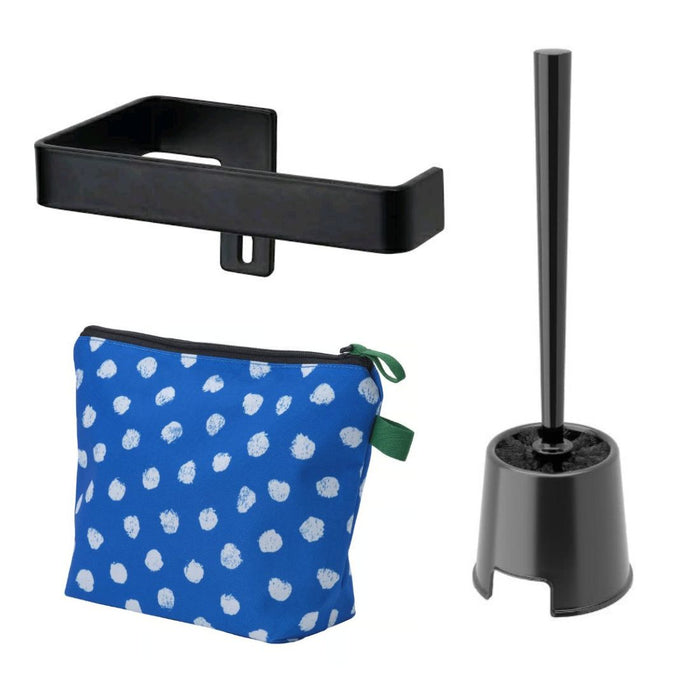 IKEA 3-Piece Bathroom Bundle: Toilet Brush Holder, Paper Holder & Toiletry Bag