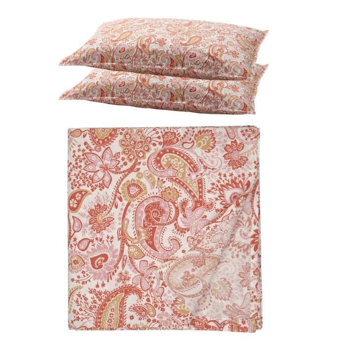 IKEA RODGERSIA Bedding Set: Pink/White Botanical Flat Sheet & 2-Pack Pillowcases