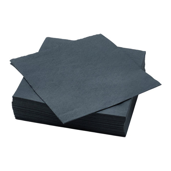 Stack of dark gray napkins on a white background