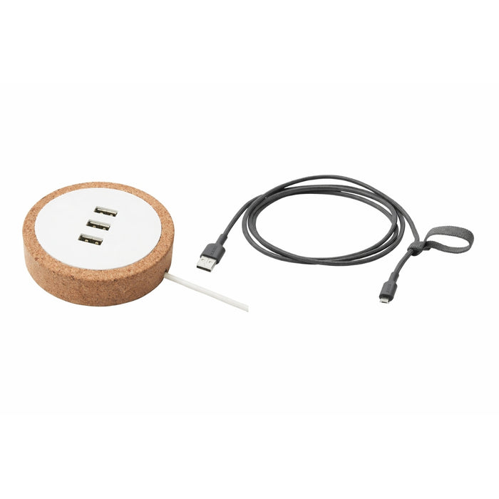 IKEA Charging Set- NORDMÄRKE USB Charger (White/Cork) & LILLHULT Heavy-Duty USB-A to Micro-USB Cable (1.5m, Dark Grey)